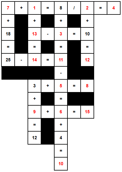 Math Crossword solution from the previous daily puzzle